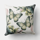 Sage Green Butterfly Throw Pillow Kussen (Achterkant)