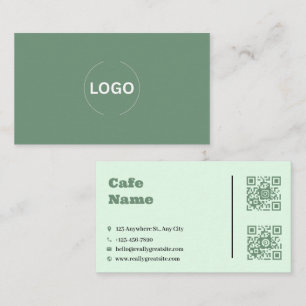 Sage Green Cafe Zakelijke Kaart QR Code Set