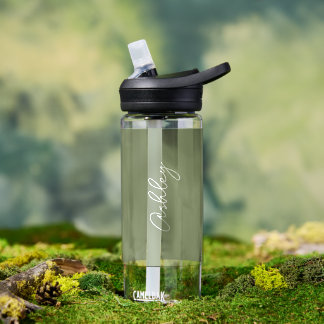 Sage Green Calligraphy Handwriting Name Waterfles