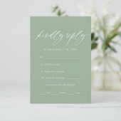 Sage Green Calligraphy Mariage Menu Choix RSVP (Debout devant)
