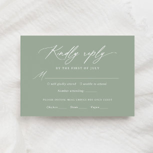 Sage Green Calligraphy Menu Mariage Carte RSVP
