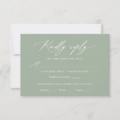 Sage Green Calligraphy Menu Mariage Carte RSVP (Devant)