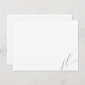 Sage Green Calligraphy Script Two Initialen Notitiekaartje (Voorkant / Achterkant)