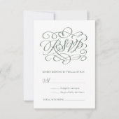 Sage Green Calligraphy Wedding RSVP Card Bedankkaart (Voorkant)