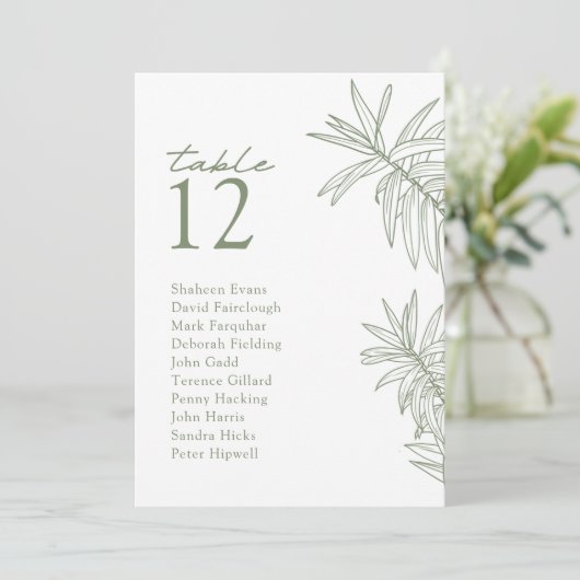 Sage Green Carte de siège de table botanique moder (Debout devant)