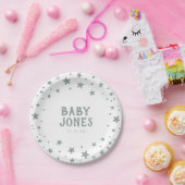Sage Green Celestial Stars Baby shower Papieren Bordje (Feest)