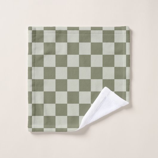 Sage Green Checkerboard Bad Handdoek (Wasdoekje)