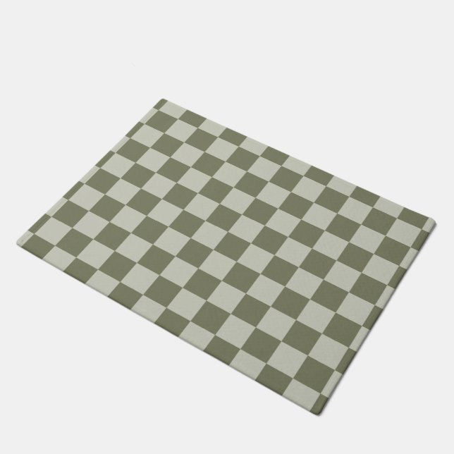 Sage Green Checkerboard Deurmat (Schuin)
