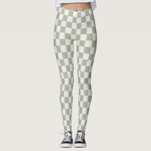 Sage Green Checkerboard Leggings - Aardig & Chic