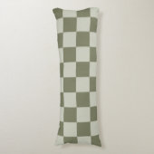 Sage Green Checkerboard Lichaamskussen (Voorkant Verticaal)