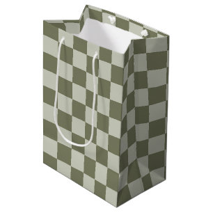 Sage Green Checkerboard Medium Cadeauzakje