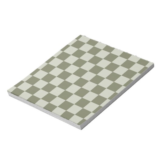 Sage Green Checkerboard Notitieblok (Gedraaid)
