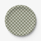Sage Green Checkerboard Papieren Bordje (Voorkant)