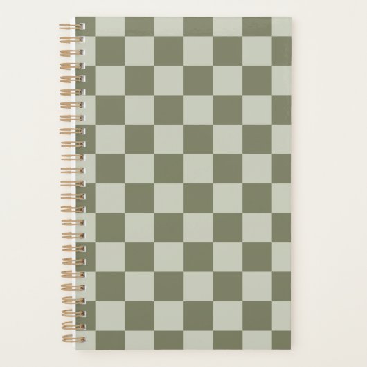 Sage Green Checkerboard Planner (Voorkant)