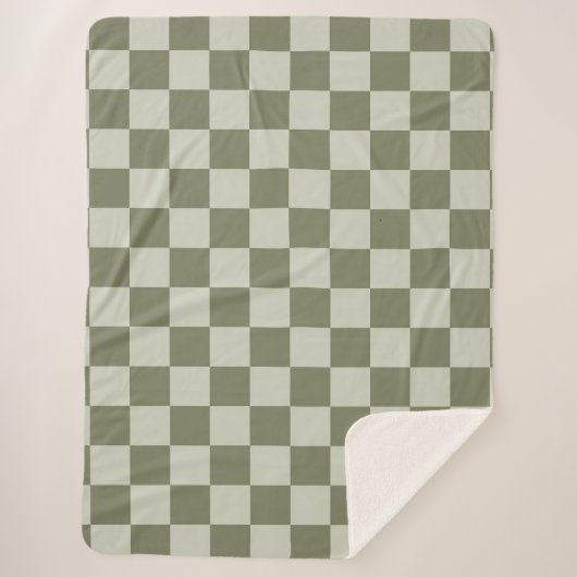Sage Green Checkerboard Sherpa Deken (Voorkant)