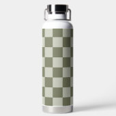 Sage Green Checkerboard Waterfles (Achterkant)