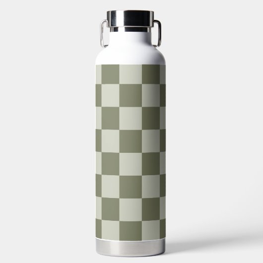 Sage Green Checkerboard Waterfles (Voorkant)