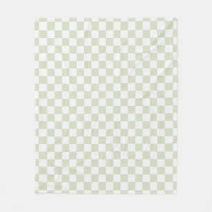 Sage Green Checkered Patroon Checkerboard Check Fleece Deken