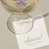 Sage Green Cheers Elegant Personalized Wedding Servet