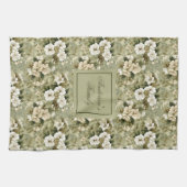 Sage Green Chic Decor Personalized Floral Towel  Theedoek (Horizontaal)