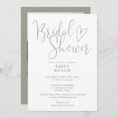 Sage Green Chic Script QR Code Foto Vrijgezellenfe Kaart (Voorkant / Achterkant)