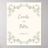 Sage Green  Chinoiserie Kaarten Geschenken Poster (Voorkant)