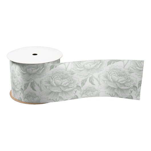 Sage Green Chinoiserie Peonies Lint (Spoel)