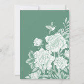 Sage Green Chinoiserie Vogelpioen Save the Date Kaart (Achterkant)