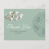  Sage Green Chinoiserie Weddenschap Dank je Briefkaart (Voorkant)