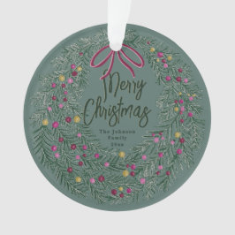 Sage Green Christmas Acrylic Ornament with Photo
