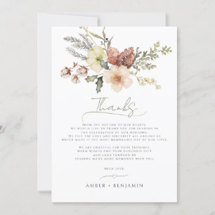 Sage Green Christmas Bloemen Winter Pine Wedding Bedankkaart