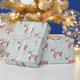 Sage Green Christmas Deer Cadeaupapier