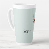 Sage Green Christmas Deer Gepersonaliseerd Latte Mok (Linkerhoek)