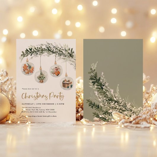 Sage Green Christmas Ornament Winter Holiday Party Kaart