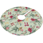 Sage Green Christmas Winter Greenery & Bow Pattern Kerstboom Rok (Gekanteld)
