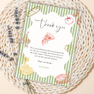 Sage Green Ciao Baby Italiaanse Pizza Baby Shower Kaart