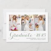 Sage Green Class of 2025 Fotocollage Afstuderen Kaart (Voorkant)