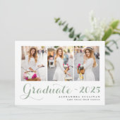 Sage Green Class of 2025 Fotocollage Afstuderen Kaart (Staand voorkant)