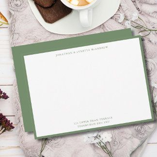 Sage Green Classic Border Flat Note Card Notitiekaartje