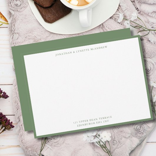 Sage Green Classic Border Flat Note Card Notitiekaartje