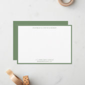 Sage Green Classic Border Flat Note Card Notitiekaartje (Voorkant / Achterkant in situ)
