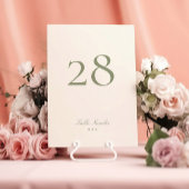 Sage Green Classic Elegant Trouwtafel Nummer Kaart