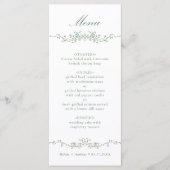 Sage Green Classic Floral Border Wedding Menu (Voorkant)