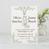 Sage Green Classic Floral Wedding Invitation Kaart (Staand voorkant)