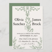 Sage Green Classic Floral Wedding Invitation Kaart (Voorkant / Achterkant)