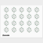 Sage Green Classic Floral Wedding Ronde Sticker (Vel)