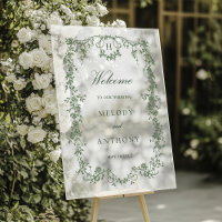 Sage Green Classic Français Floral Mariage Bienven