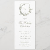 Sage Green Classic Monogrammed The Wedding Crest Programma (Achterkant)