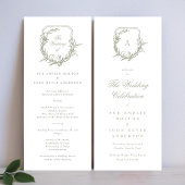Sage Green Classic Monogrammed The Wedding Crest Programma