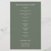 Sage Green Classic Programme de mariage minimalist (Dos)